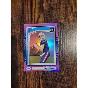 Drake Maye 2024 Panini Donruss Rated Rookie #379 Optic Preview Pink Prizm (RC)